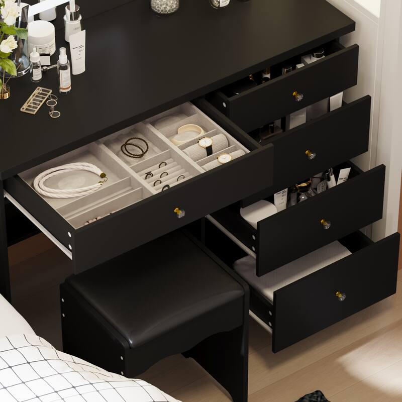Makeup Vanity Set with 3 model Light & Stool