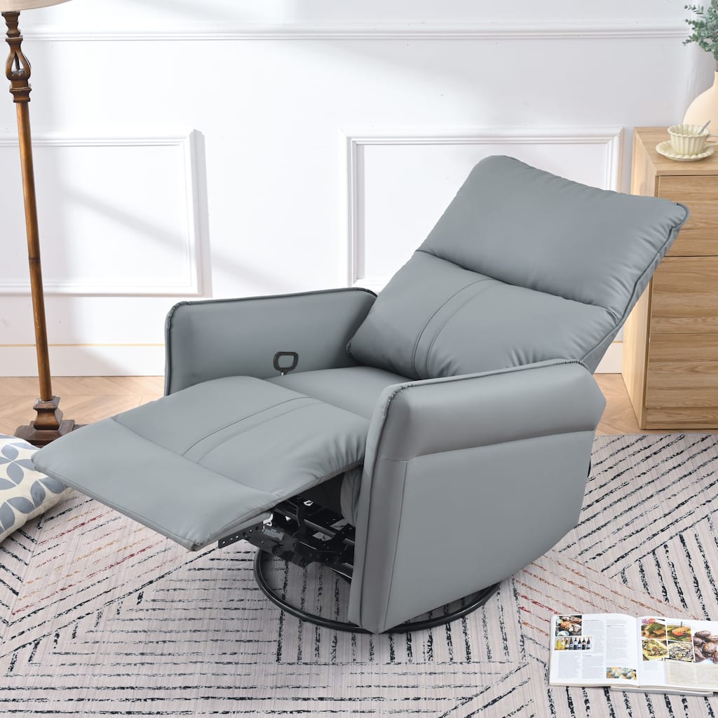 360°Swivel Rocker Recliner Chair,Swivel Nursery Rocking Chair w/Pull Ring,Glider Chair,Modern Rocking Swivel Recliner Chair