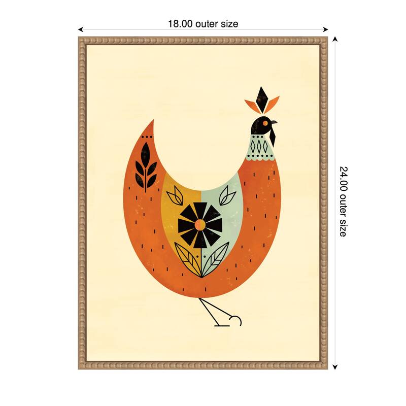 Kate and Laurel Sylvie Spring Chicken Framed Canvas by Amber Leaders