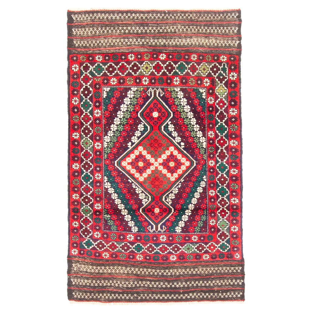 ECARPETGALLERY Hand-knotted Teimani Red Wool Rug - 2'9 x 4'7