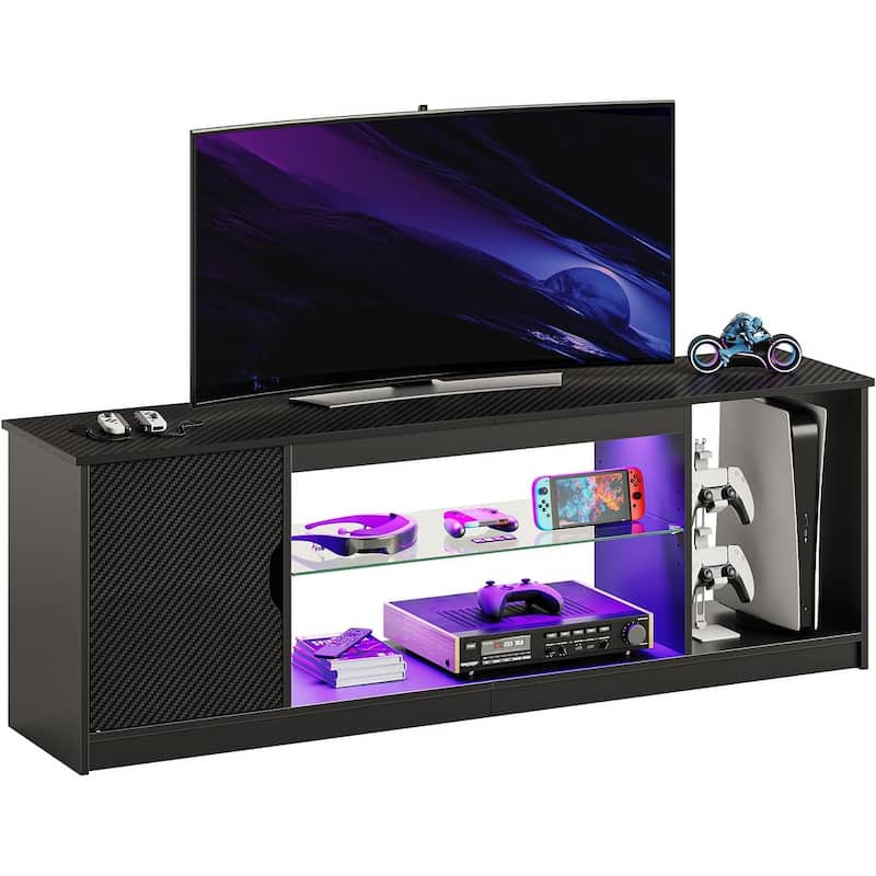 Modern TV Stand for up to 65" TVs Gaming Entertainment Center with Adjustable Shelves for PS5 - 58 inches