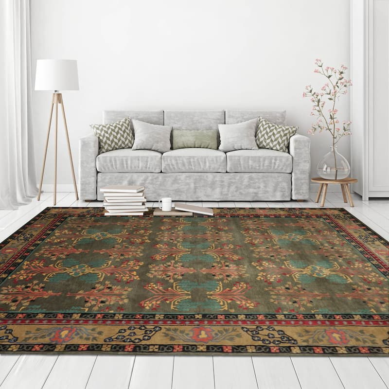 Donegal Arts & Crafts Multi Sizes Handmade Wool Oriental Area Rug Gray Green - 10'  x 14'