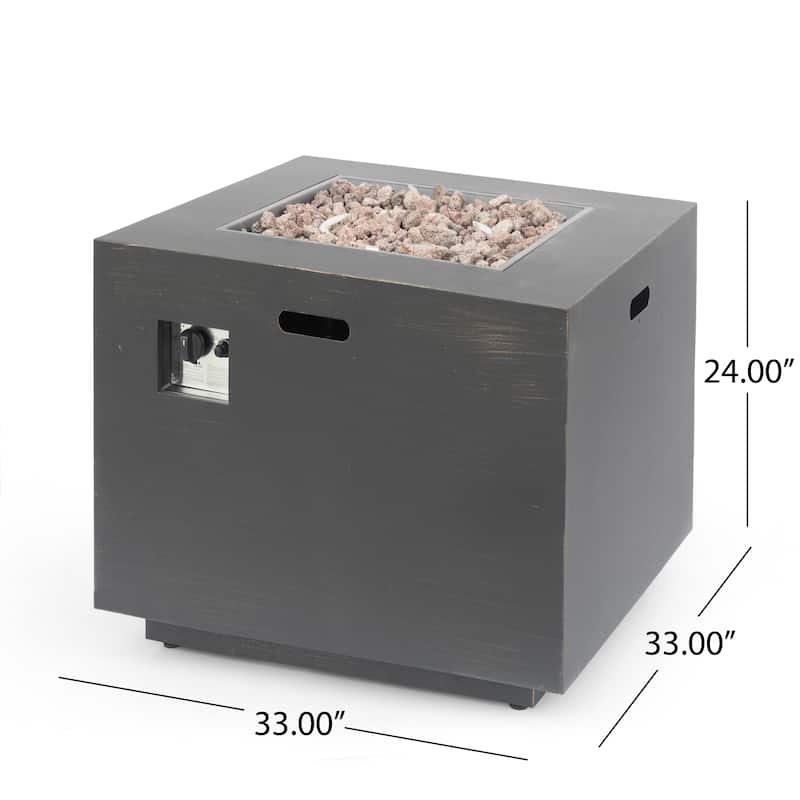 Wellington Outdoor 33-Inch Square Fire Pit by Christopher Knight Home - 33.00" W x 33.00" D x 24.00" H