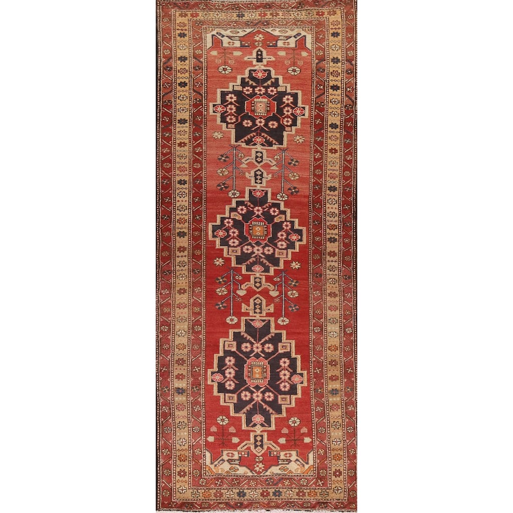 Vegetable Dye Meshkin Persian Runner Rug Hand-knotted Wool Carpet - 3'4"x 10'7"