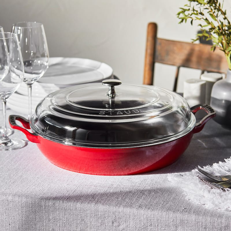 STAUB Cast Iron 3.5-qt Braiser with Glass Lid