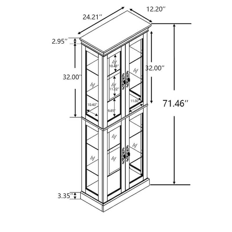 Lighted Glass Curio Display Cabinet,Display Cabinet,Glass Storage Cabinet Glass Wine cabinet Wood Frame Toy Display