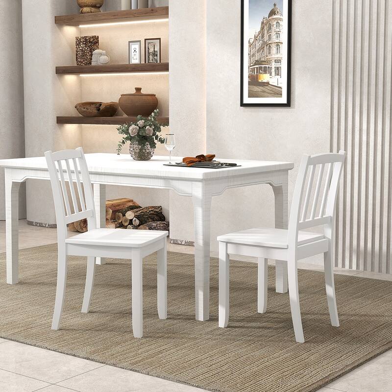 Gymax Wood Dining Chair Set of 4 w/ Rubber Wood Legs Curved Backrest