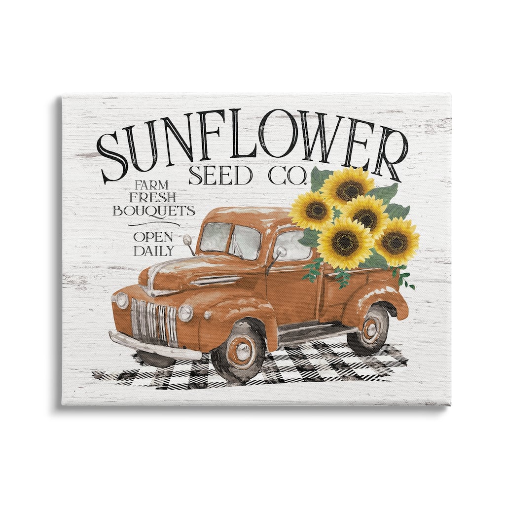 Stupell Vintage Sunflower Seed Co. Advertisement Red Farm Truck Canvas Wall Art - Orange