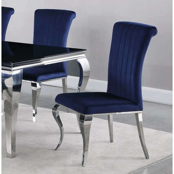Blue dining chairs discount with silver legs