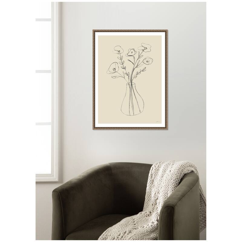 Kate and Laurel Floral Vase by Gabrielly Guedes Framed Canvas Wall Art Print