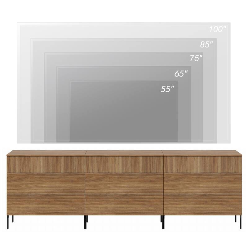 31.5" Reeded Dresser TV Stand, Modern Minimalist Entertainment Center, Wooden TV Console 