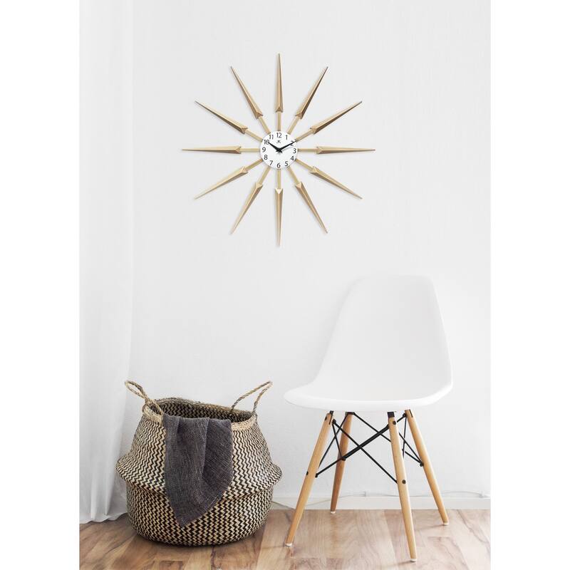Celeste Starburst Mid-Century Modern Unique Large Wall Clock 24 inch by Infinity Instruments - 24.5 x 1.75 x 24.5