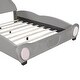 preview thumbnail 8 of 7, Full Size Velvet Platform Bed with Bear Headboard and Built-In Footboard Storage Pocket, Soft Upholstered Frame