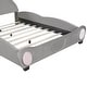 preview thumbnail 7 of 7, Grey Velvet Upholstered Grounded Bed with Bear-Shaped Headboard