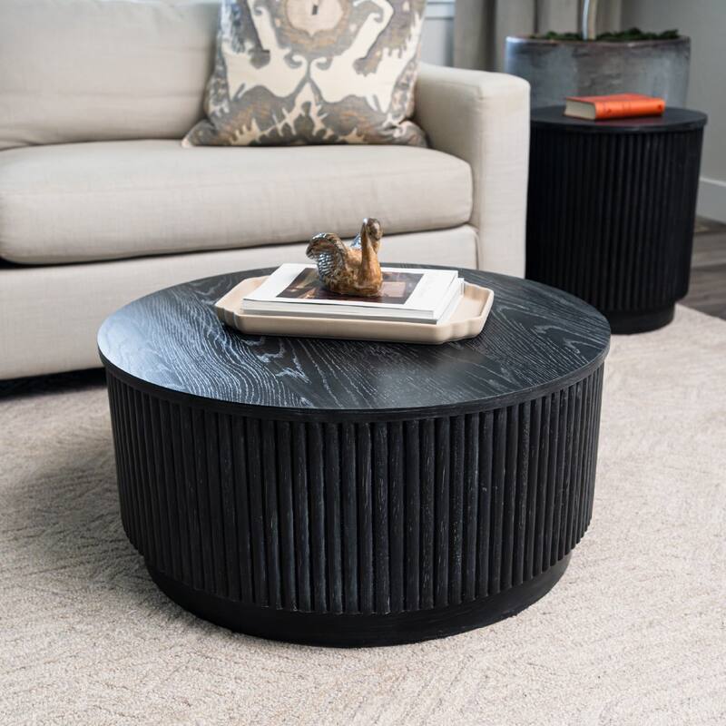 Maven Lane Dallas Round Wooden Coffee Table - Black