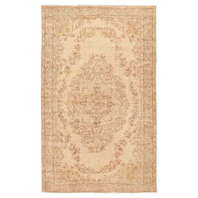 ECARPETGALLERY Hand-knotted Antalya Vintage Cream Wool Rug - 5'7 x 8'11