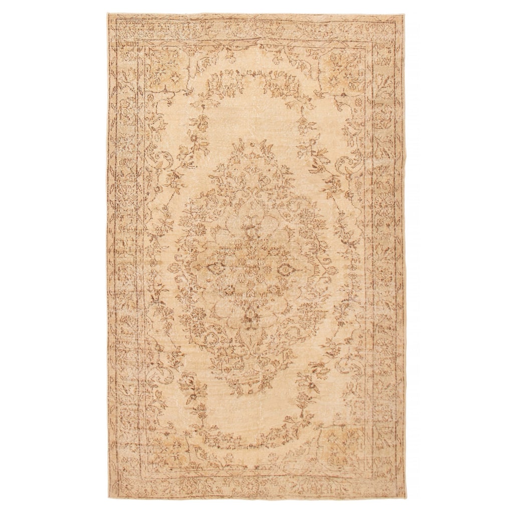 ECARPETGALLERY Hand-knotted Antalya Vintage Cream Wool Rug - 5'7 x 8'11