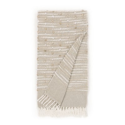 Indigo Road by Egypt Sherrod Damara Slub Stripe Tasseled Cotton Blend 1-Piece Throw