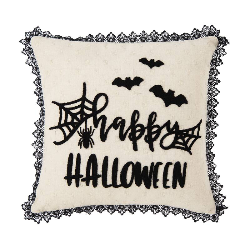 Happy Halloween Embroidered Throw Pillow