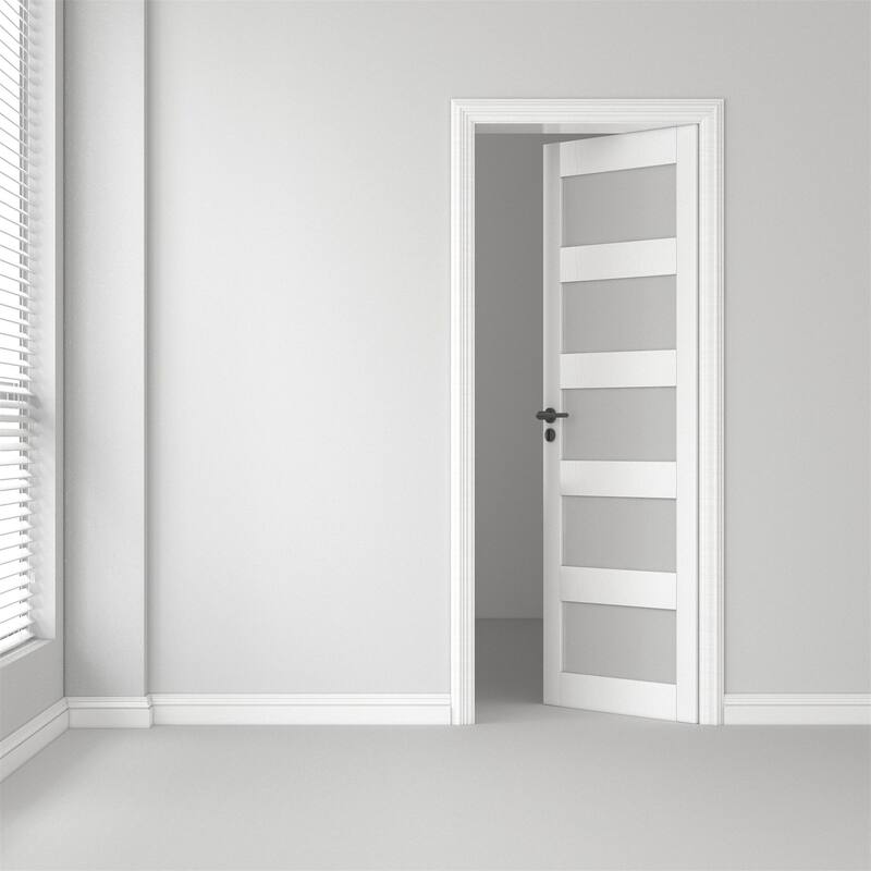30 X 80 X 5 inch 5-Lite Frosted Glass Door Solid Wood French Door