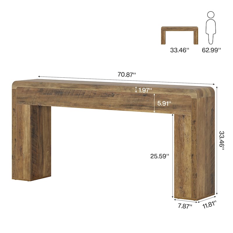 70.9-Inch Extra Long Console Table, Rustic Wooden Sofa Table