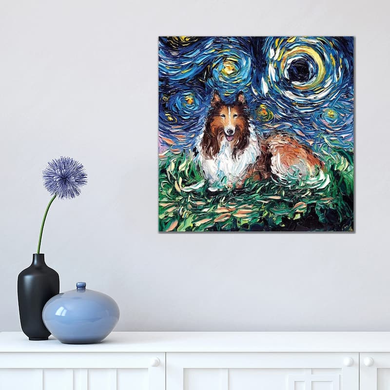 iCanvas "Collie Night" by Aja Trier Canvas Print - 18x18x1.5