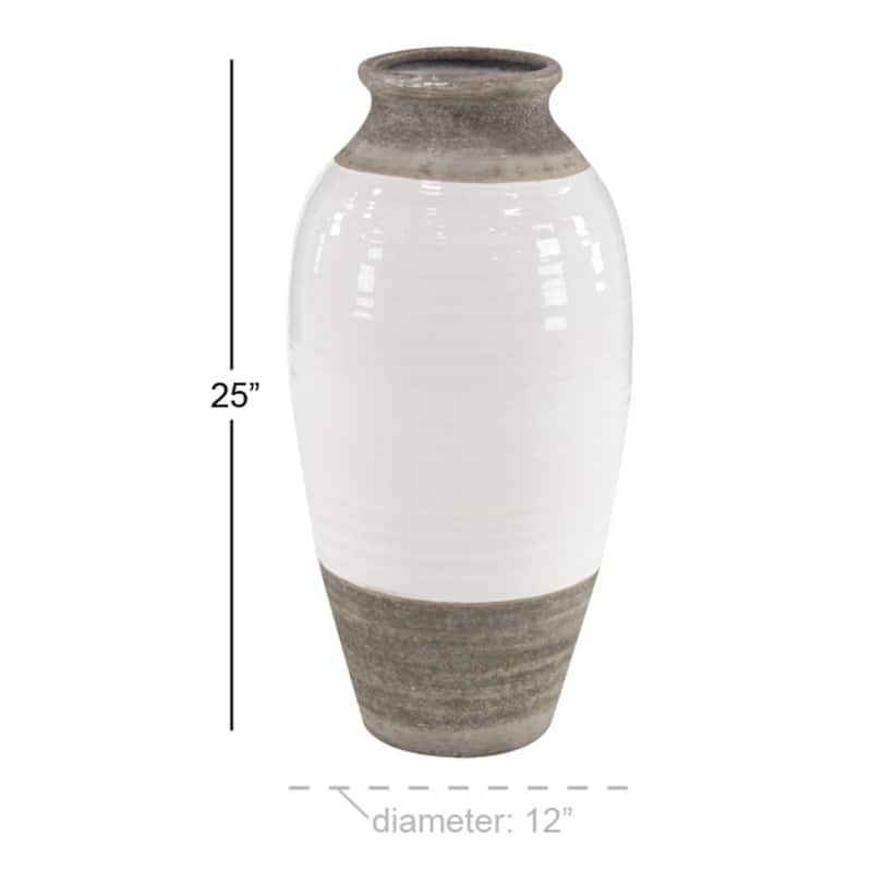 Ceramic Vase with White Body - Gray - Roche River Decor - 12"W x 12"L x 25"H