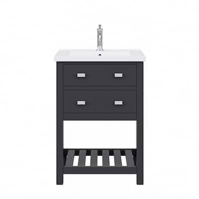 Viola 24 In. Ceramic Sink Top Vanity in Espresso with Single Faucet