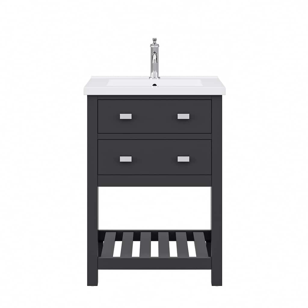 Viola 24 In. Ceramic Sink Top Vanity in Espresso with Single Faucet
