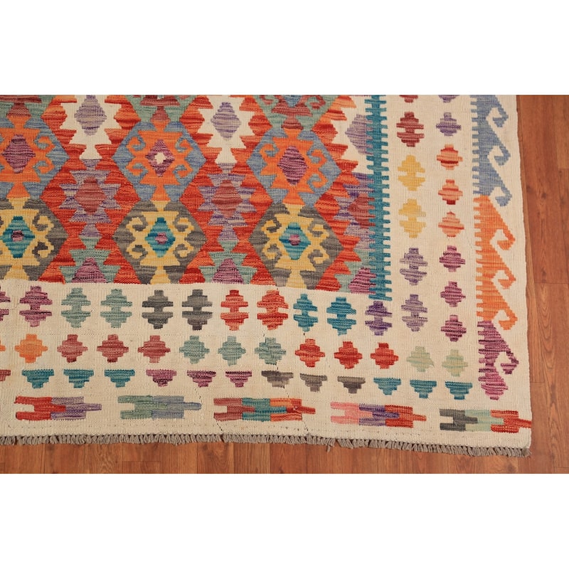 Kilim Oriental Area Rug Flatweave Tribal Wool Carpet - 8'3"x 11'5"