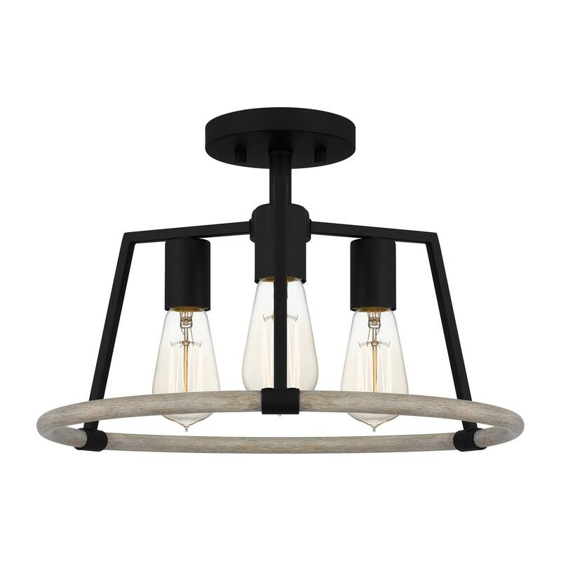 Tippet 3-Light Semi-Flush Mount in Matte Black