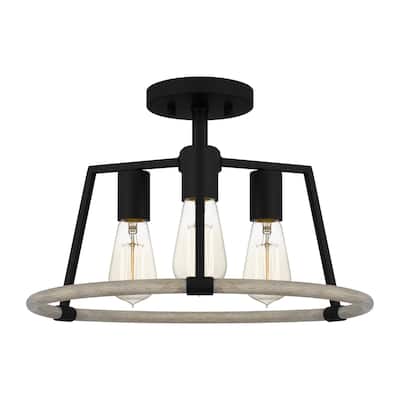 Tippet 3-Light Semi-Flush Mount in Matte Black