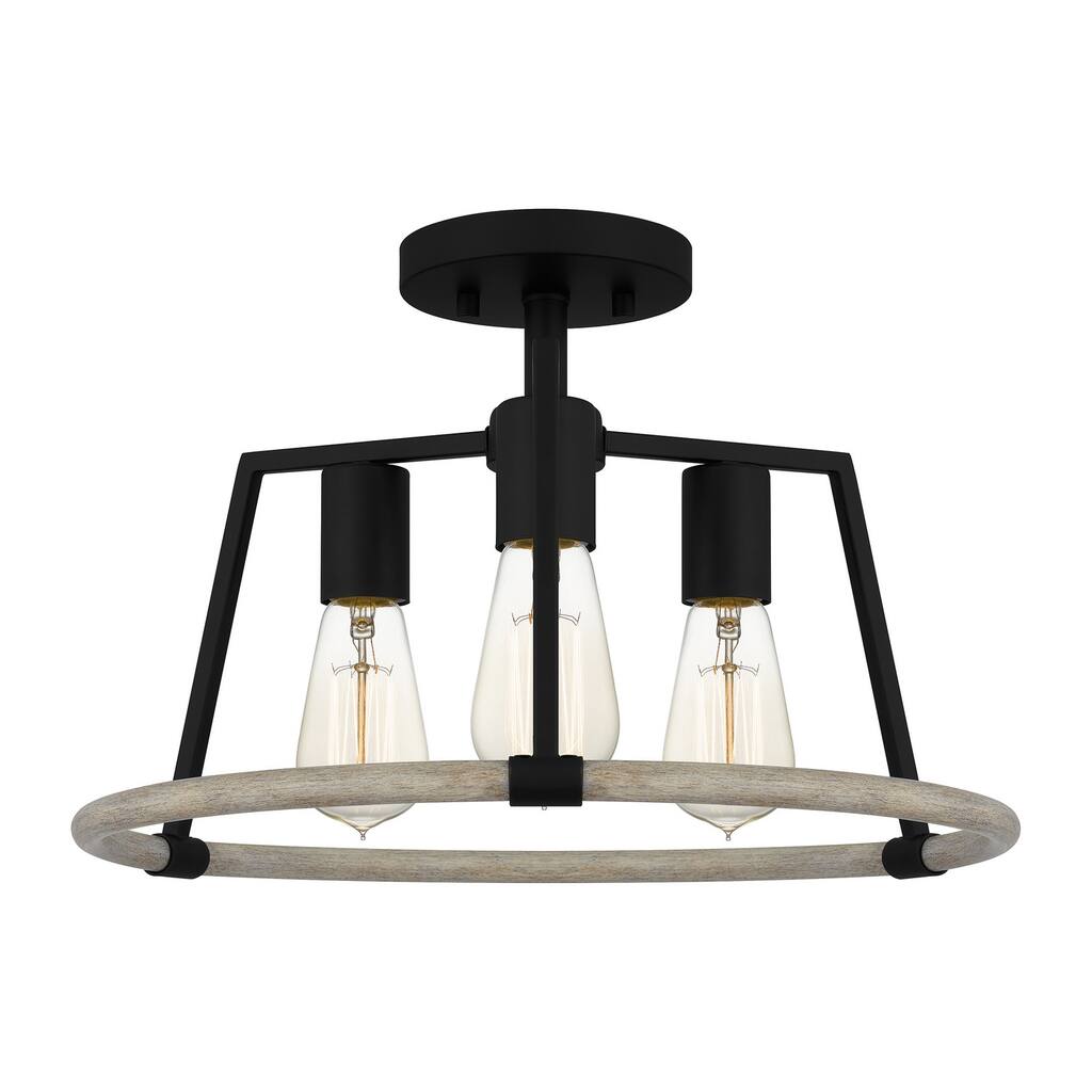 Tippet 3-Light Semi-Flush Mount in Matte Black