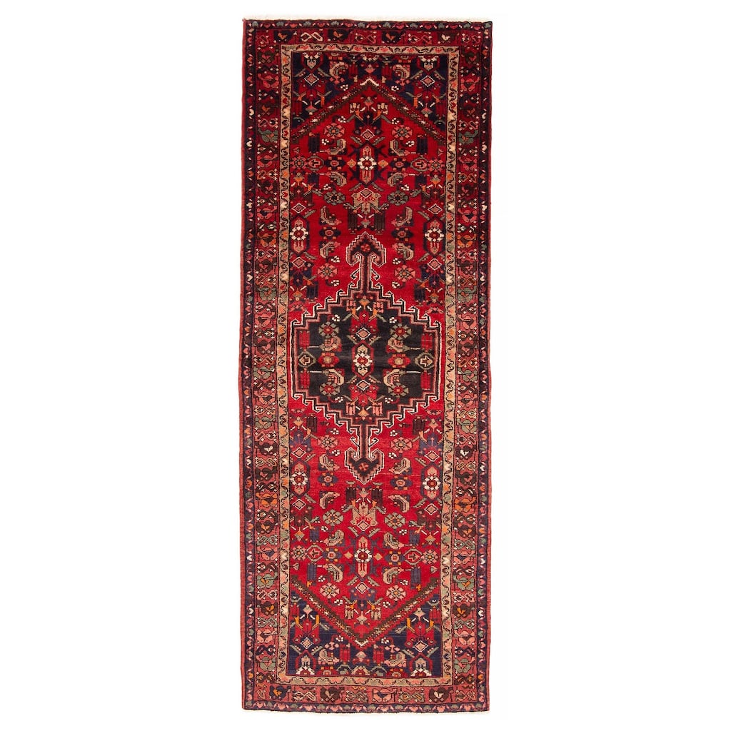 ECARPETGALLERY Hand-knotted Andelz Red Wool Rug - 3'5 x 9'6
