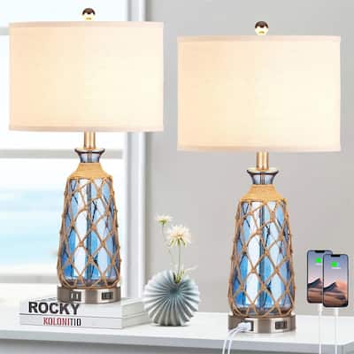 3-way dimmable touch control bedside lamp with 2 USB ports