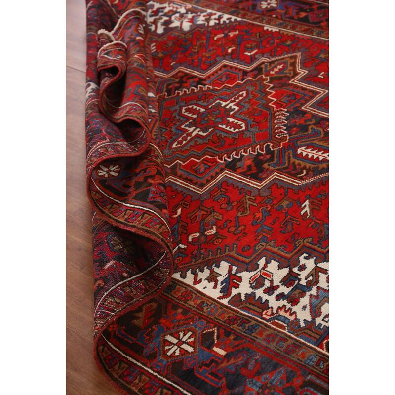 Hand Knotted Oriental 100% Wool Carpet Traditional Medallion Red Heriz Area Rug - 9' 1'' X 6' 10''
