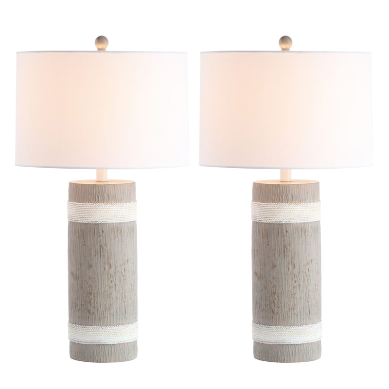 SAFAVIEH Lighting Karen 29-inch Brown/ White LED Table Lamp (Set of 2) - 15"x15"x28.5" - 15Wx15Dx29H
