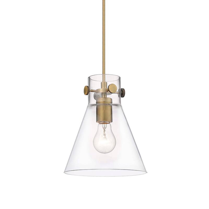 Innovations Lighting 410-1PS-10-8 Newton Cone Pendant Newton Cone 8" - Brushed Brass / Clear