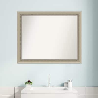 Mezzo Silver Non-Beveled Wood Framed Bathroom Vanity Wall Mirror - Mezzo Silver