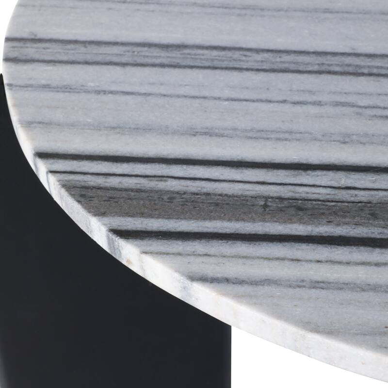 Marble Coffee Table Modern Round Home Decor Styling - 17" Black/White - 32" x 32" x 17"