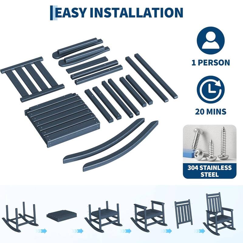 2 PCS HDPE Rocking Chair Outdoor, Porch Rocker Chairs for Patio Front Porch