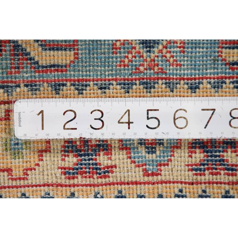 Hand Knotted Oriental 100% Wool Carpet Traditional Geometric Navy Blue & Blues Kazak Area Rug - 3' 0'' X 2' 0''