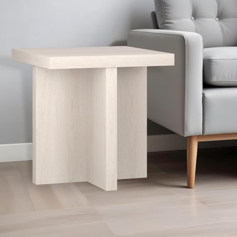 Wood Square End Table with Cross Legs Design Accent Table - 22” x 22” x 22” (D x W x H)