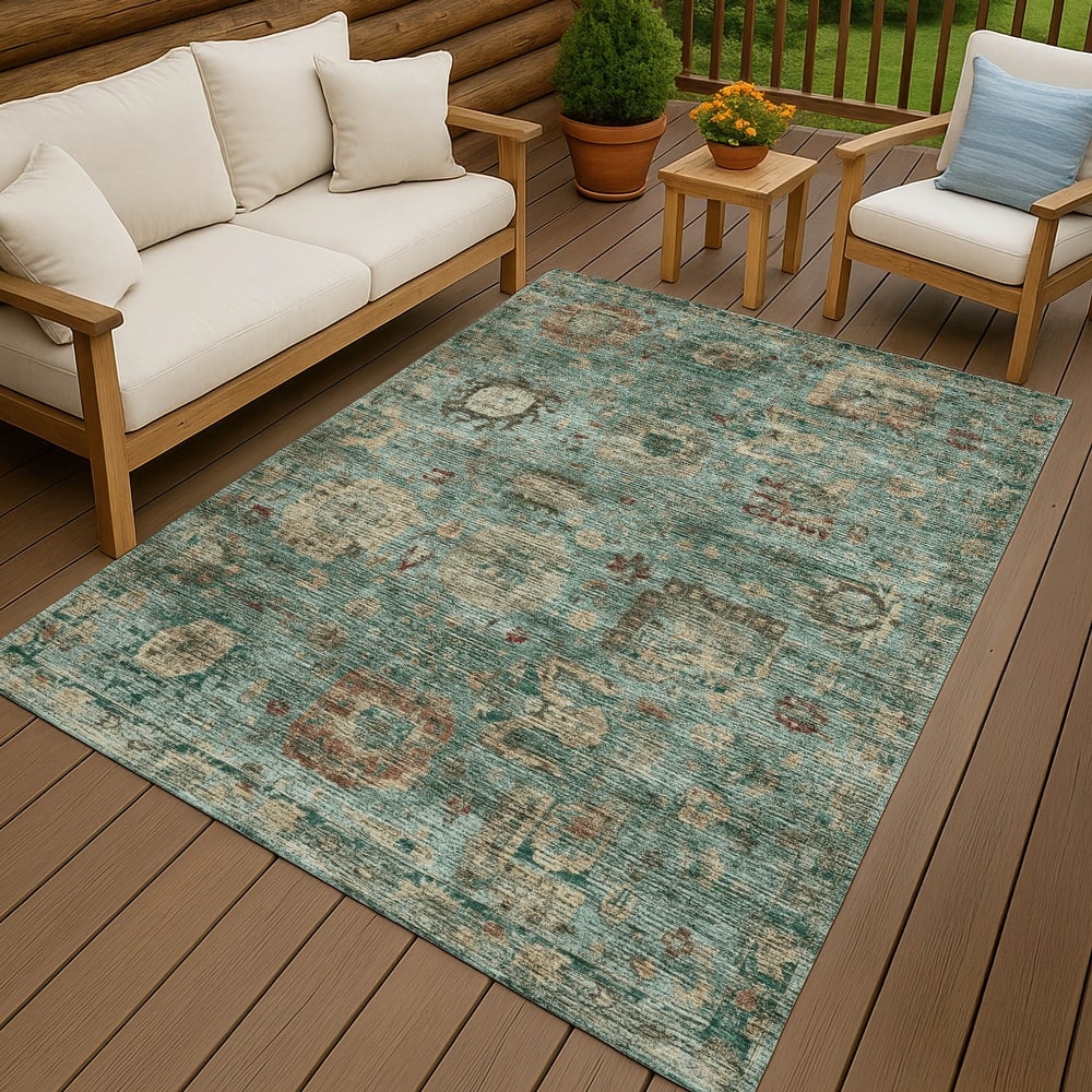Machine Washable Indoor/ Outdoor Vintage Traditional Chantille Rug