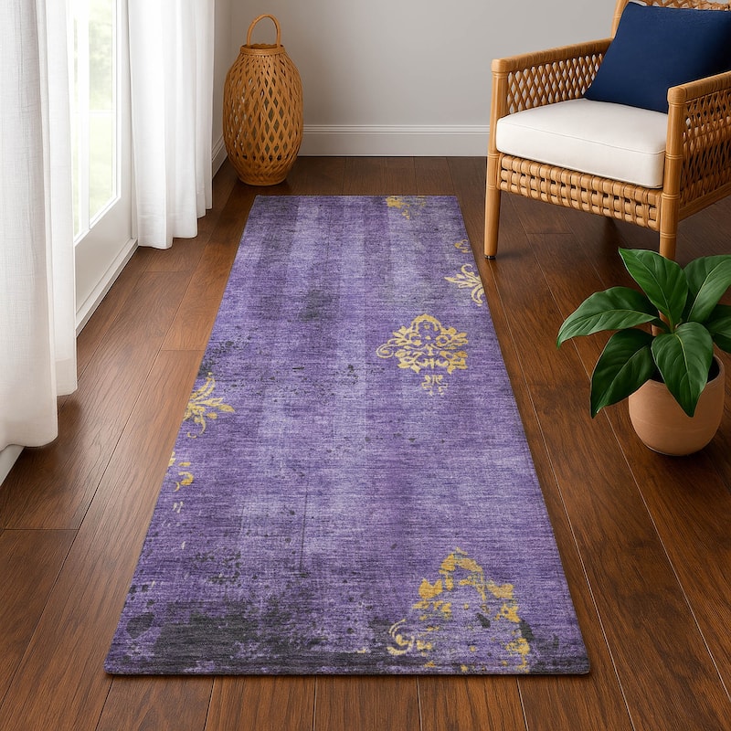 Premium Washable Super Soft Modern Glam Mayfield Rug - Purple - 2'3" x 7'6"