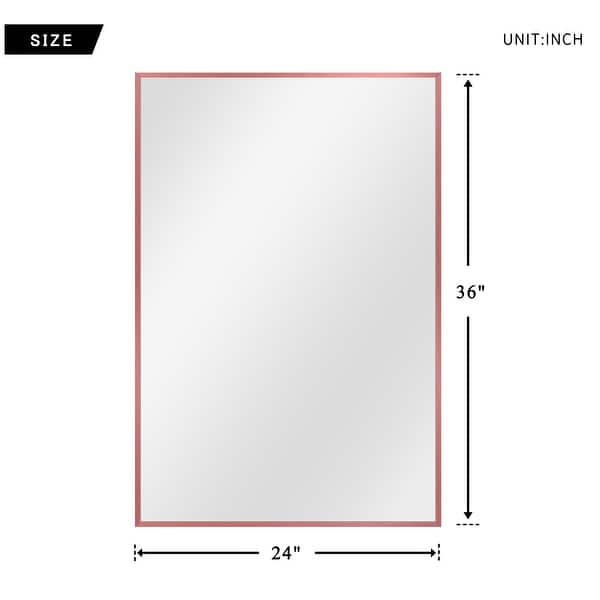 dimension image slide 6 of 7, Modern Thin Frame Wall-Mounted Hanging Bathroom Vanity Mirror