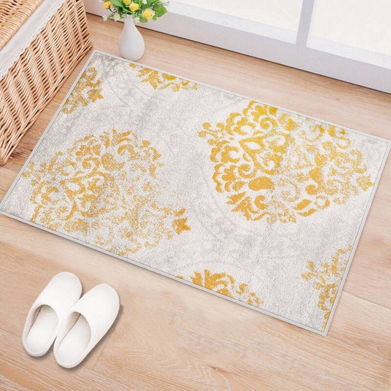 Porch & Den Pascuzzi Distressed Floral Damask Area Rug