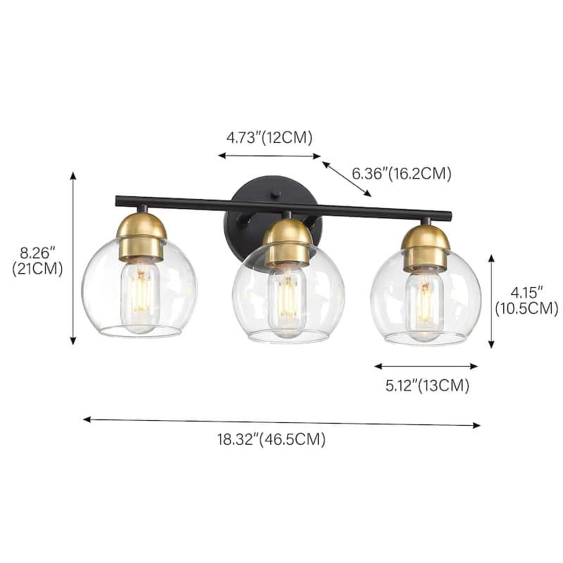 3-Light Bathroom Round Glass Light Fixtures