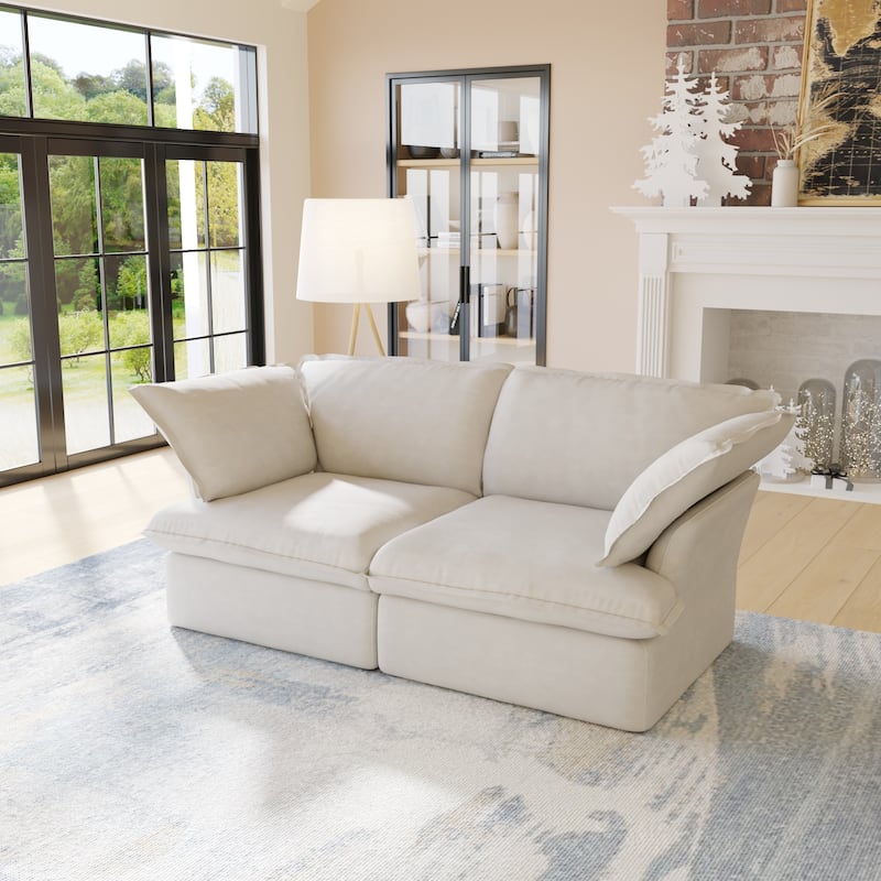 Velvet Sectional Sofa Modern Upholstered Couch Sofa for Living Room