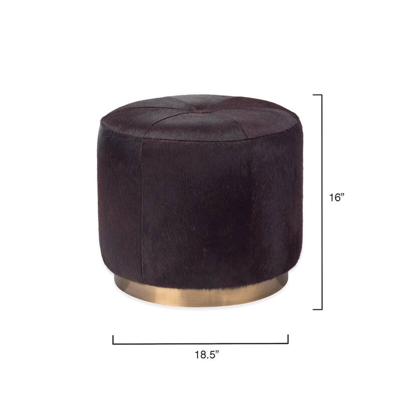 Jamie Young Thackery Hide On Roud Pouf, Small